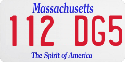 MA license plate 112DG5