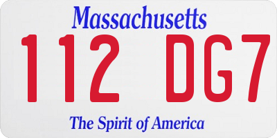 MA license plate 112DG7