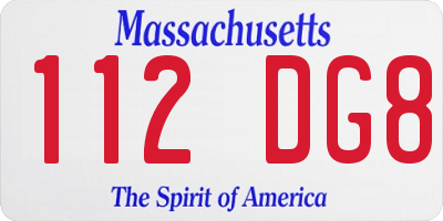 MA license plate 112DG8
