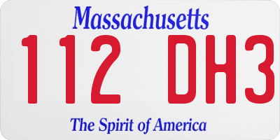 MA license plate 112DH3