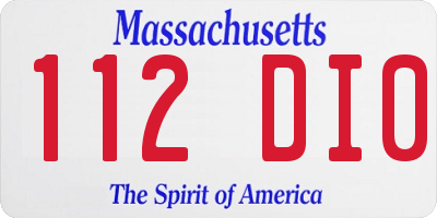 MA license plate 112DI0
