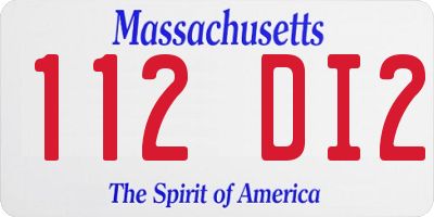 MA license plate 112DI2