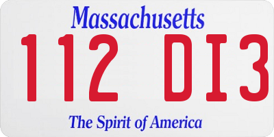 MA license plate 112DI3