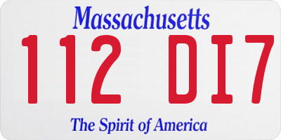 MA license plate 112DI7