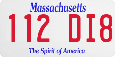 MA license plate 112DI8
