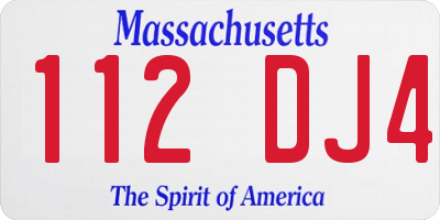 MA license plate 112DJ4