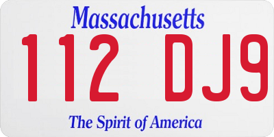 MA license plate 112DJ9