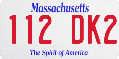 MA license plate 112DK2