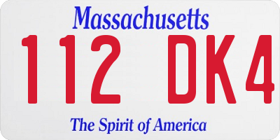MA license plate 112DK4