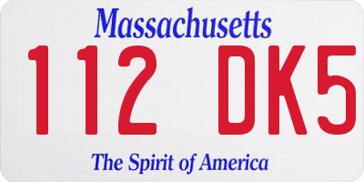MA license plate 112DK5