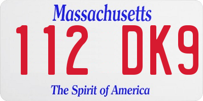 MA license plate 112DK9