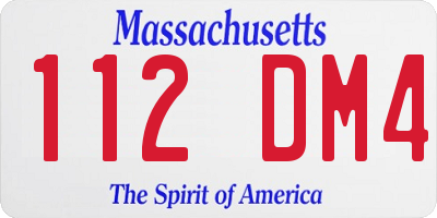 MA license plate 112DM4