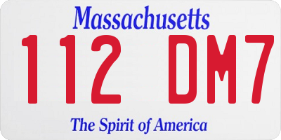 MA license plate 112DM7