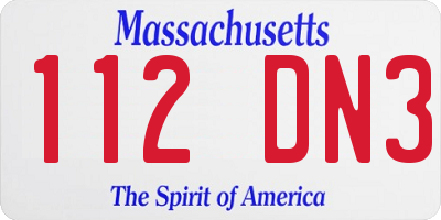 MA license plate 112DN3