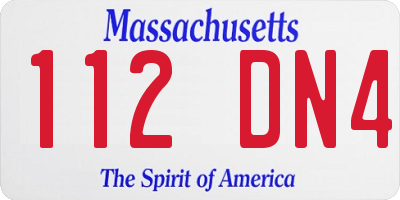 MA license plate 112DN4