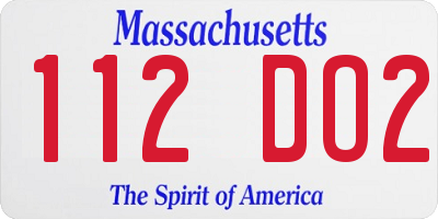 MA license plate 112DO2