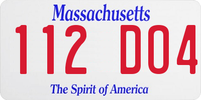 MA license plate 112DO4