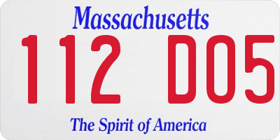 MA license plate 112DO5