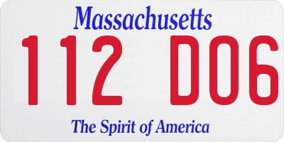 MA license plate 112DO6