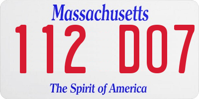 MA license plate 112DO7