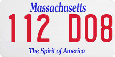 MA license plate 112DO8