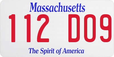 MA license plate 112DO9