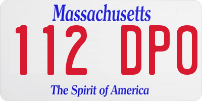 MA license plate 112DP0