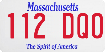 MA license plate 112DQ0