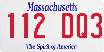 MA license plate 112DQ3