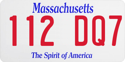 MA license plate 112DQ7