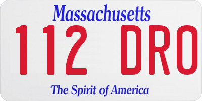 MA license plate 112DR0