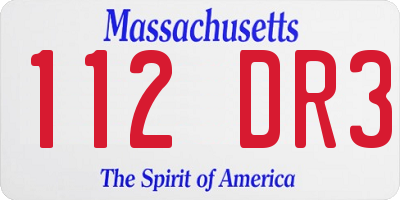 MA license plate 112DR3