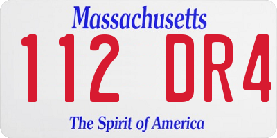 MA license plate 112DR4