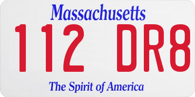 MA license plate 112DR8