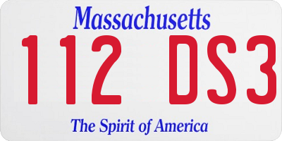 MA license plate 112DS3