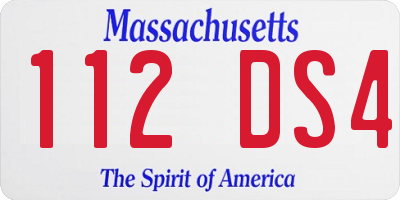 MA license plate 112DS4