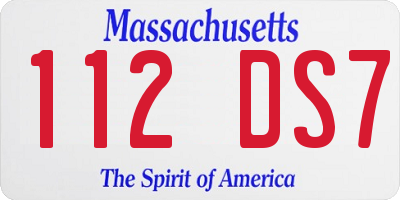 MA license plate 112DS7