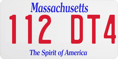 MA license plate 112DT4