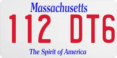 MA license plate 112DT6
