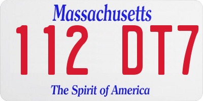 MA license plate 112DT7