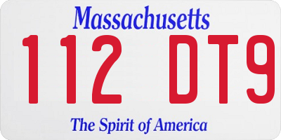 MA license plate 112DT9