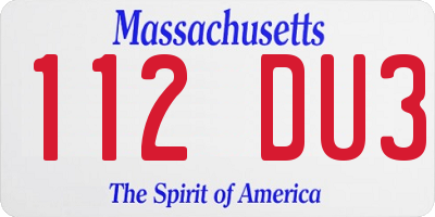 MA license plate 112DU3