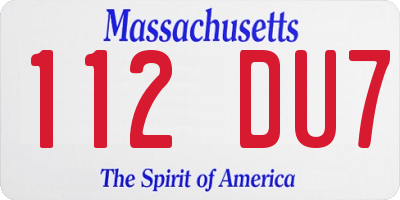 MA license plate 112DU7