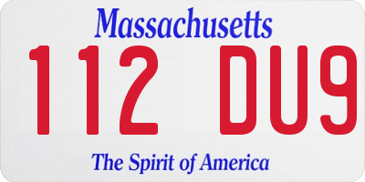 MA license plate 112DU9