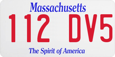 MA license plate 112DV5