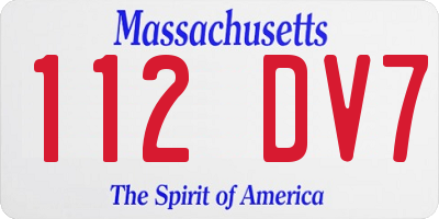 MA license plate 112DV7
