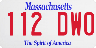 MA license plate 112DW0