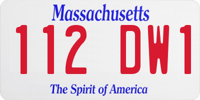 MA license plate 112DW1