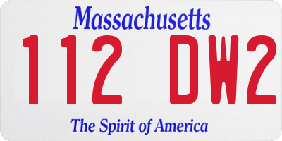 MA license plate 112DW2