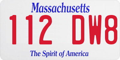 MA license plate 112DW8
